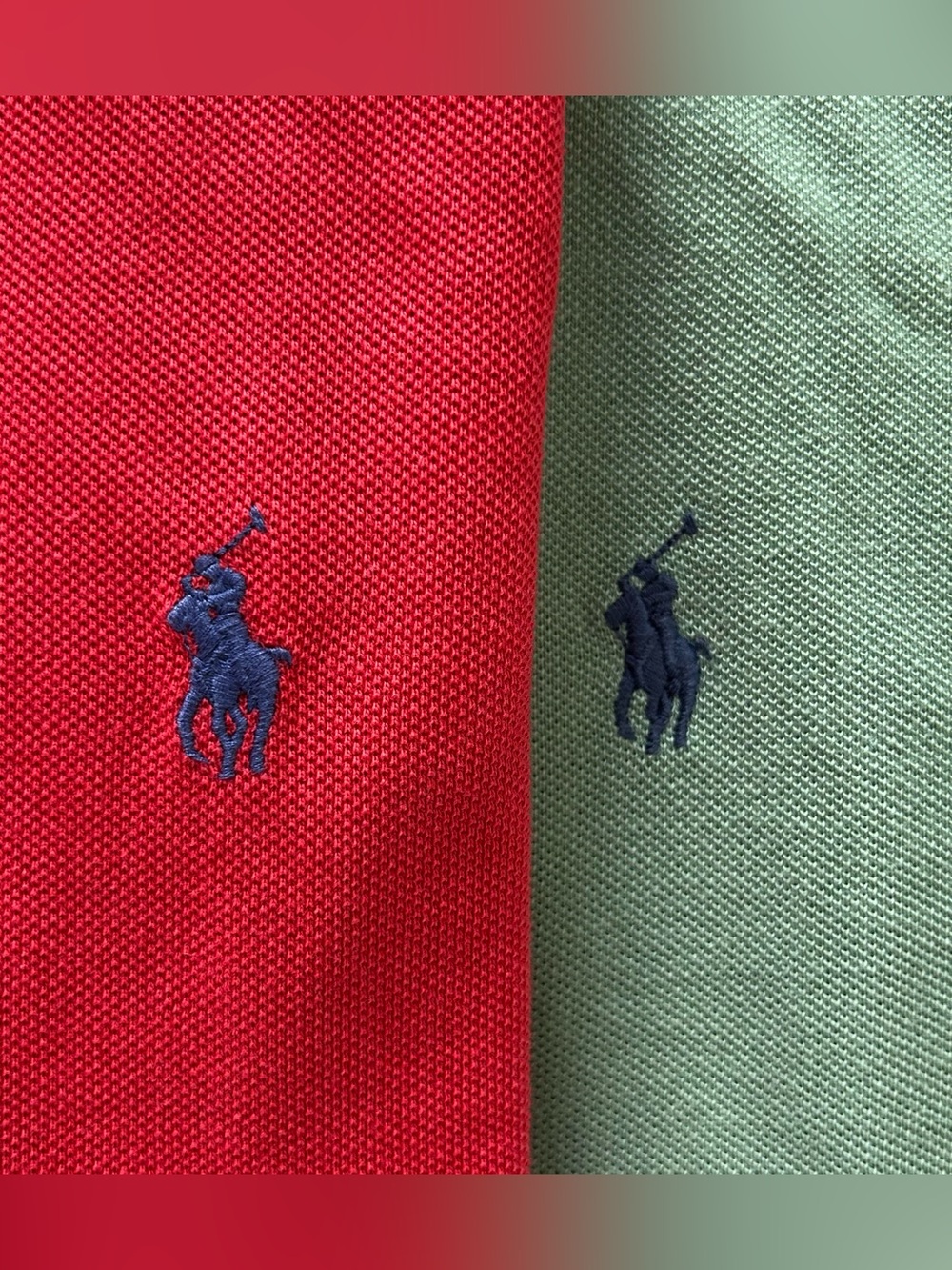 Polo Ralph Lauren LOT 2 Custom Slim Fit Mesh Polo - Large - Red & Green